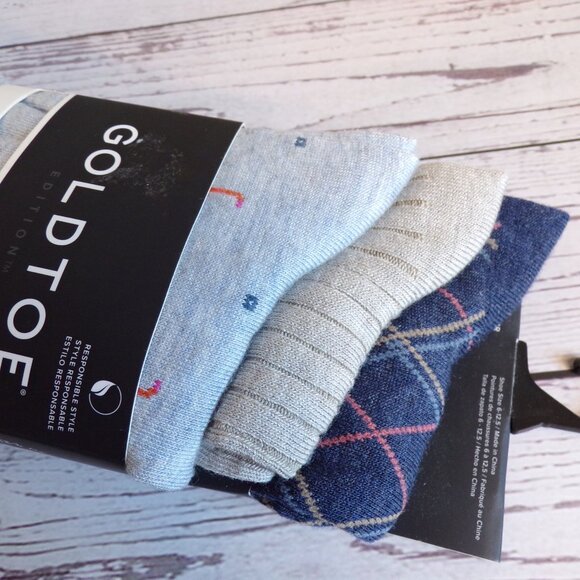 GOLDTOE Edition Men's Crew Dress Socks, 3-Pack - Picture 2 of 4